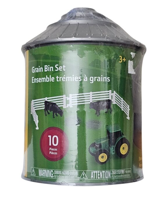 John Deere Other - Brand New 1:64 Ertl Tomy John Deere Grain Bin Tractor & Cow Farm Set 10 Pieces